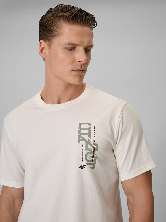 4F 4F T-Shirt BRAND CODE Kremowy Regular Fit