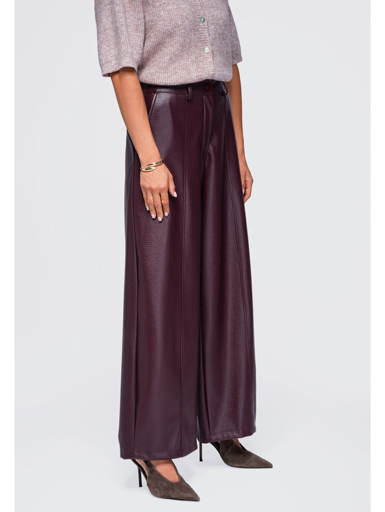 Ombre Ombre Spodnie materiałowe OW-PA-E0023 Bordowy Relaxed Fit