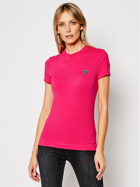 Guess T-Shirt W1RI04 J1311 Różowy Slim 