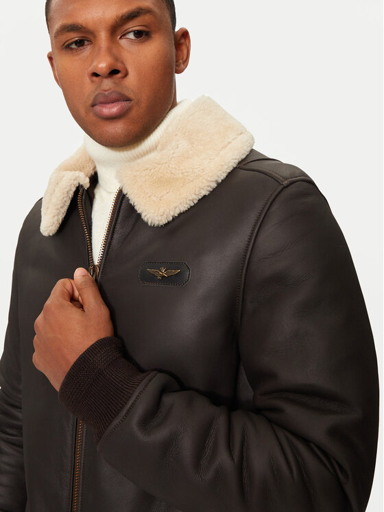 Aeronautica Militare Aeronautica Militare Μπουφάν δερμάτινο 242PN1611763 Καφέ Regular Fit