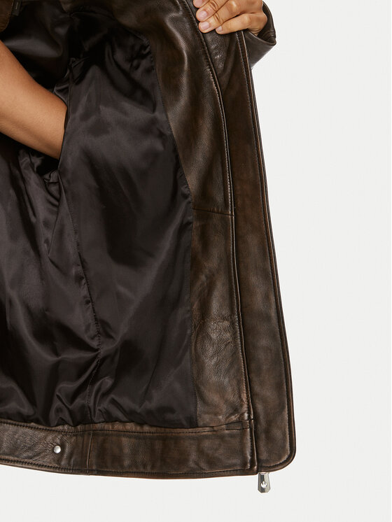 PINKO Pinko Giacca di pelle Grotta 104048 A23U Marrone Regular Fit