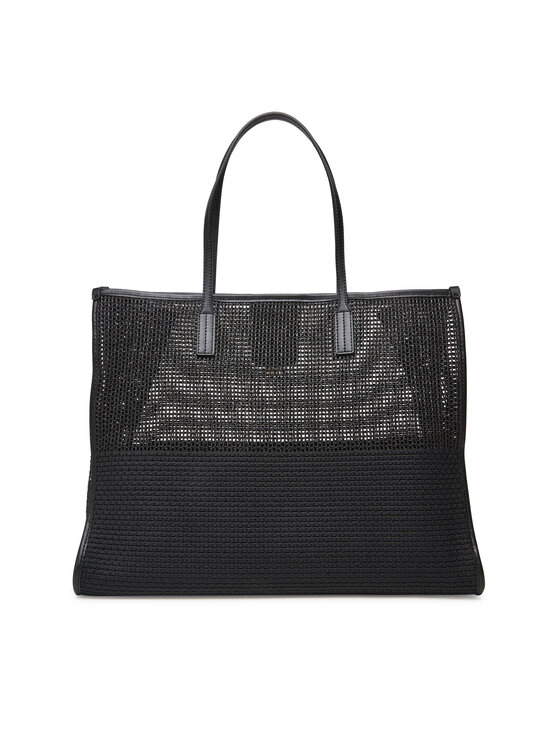 Tommy Hilfiger Tommy Hilfiger Torebka Th City Summer Tote Woven AW0AW17640 Czarny