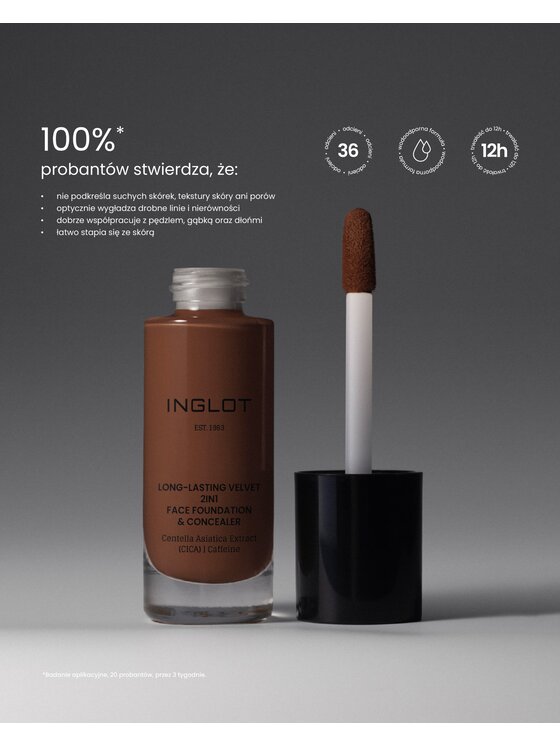 INGLOT INGLOT i korektor 2w1 Long-Lasting Velvet Podkład 728 Deep Warm Bronze