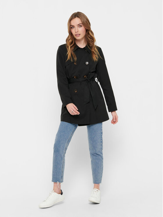 ONLY ONLY Trencis 15191821 Melns Regular Fit