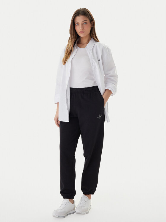 Calvin Klein Jeans Calvin Klein Jeans Pantaloni trening Foil Monologo LV047E826G Negru Regular Fit