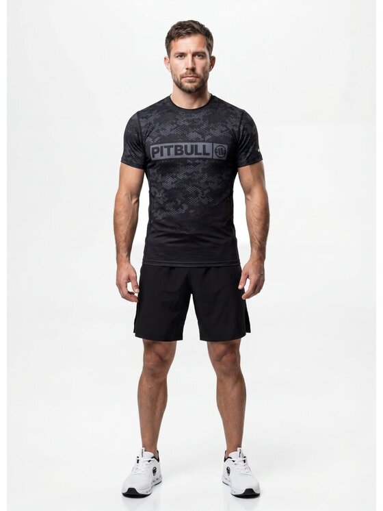 PITBULL PITBULL Koszulka techniczna HEX CAMO HILLTOP Czarny Regular Fit