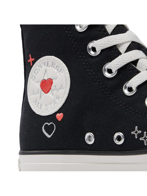 Converse noir haute avec le coeur best sale