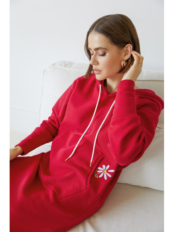 White Rvbbit White Rvbbit Bluza o kroju sukienki "stokrotka" Czerwony Regular Fit