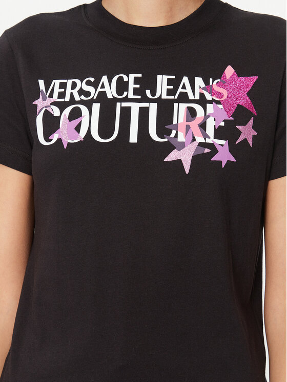 Versace Jeans Couture Versace Jeans Couture Póló 75HAHT20 Fekete Regular Fit