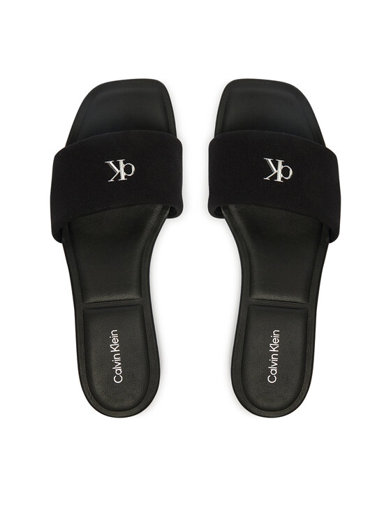 Calvin Klein Calvin Klein Šľapky Square Flat Sndl Canvas Hw HW0HW03129 Čierna