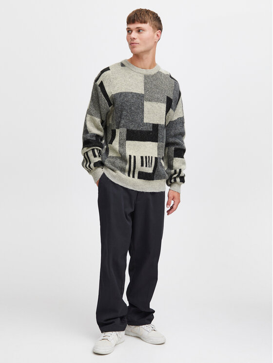 Solid Solid Sweter 21108046 Szary Regular Fit