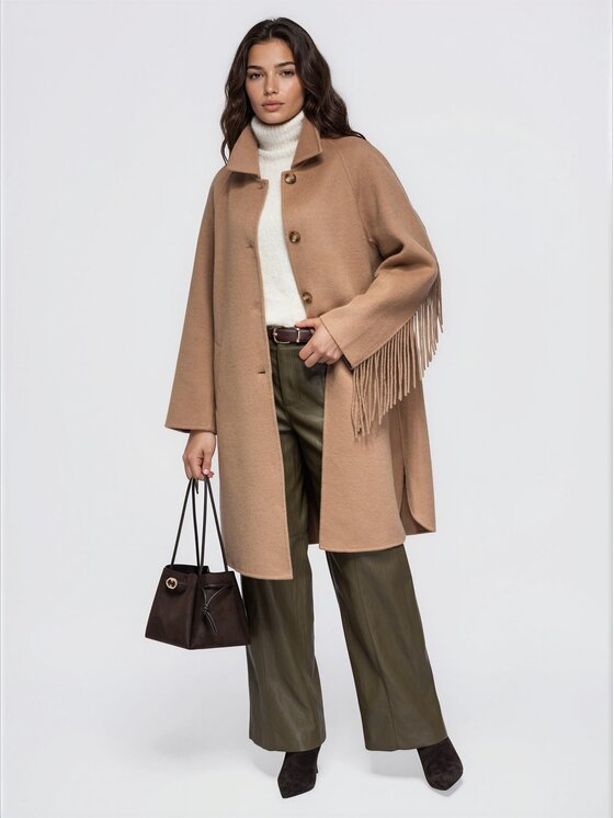 Ombre Ombre Płaszcz przejściowy OW-CT-E0033 Brązowy Relaxed Fit