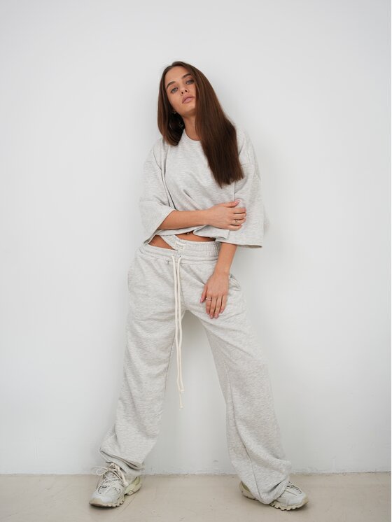 MissDenim MissDenim T-Shirt Crop Top Szary Oversize