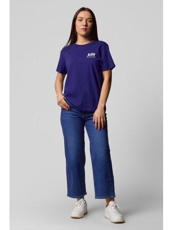 Lee Lee T-Shirt MINI LOGO TEE Niebieski Regular Fit