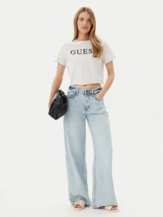 Guess Guess Tričko V5GI19 I3Z14 Écru Regular Fit
