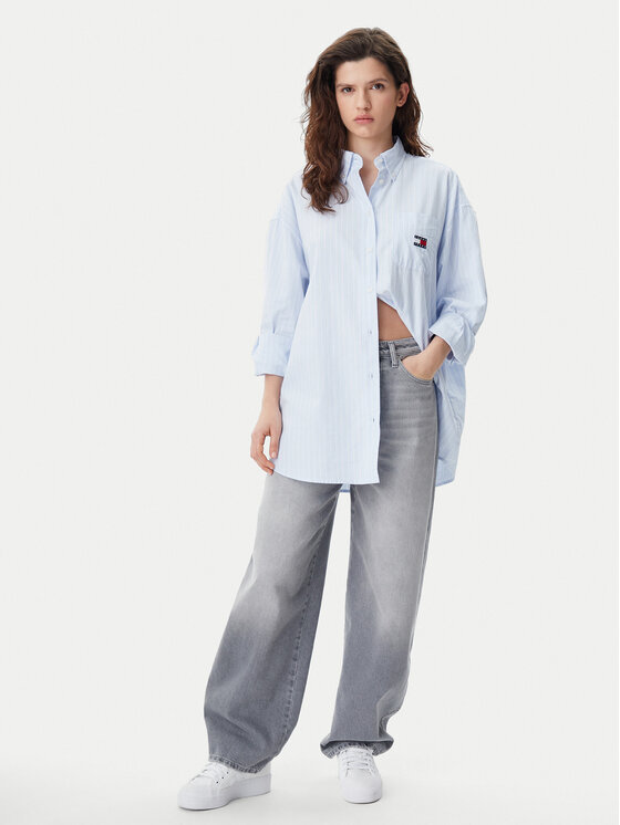 Tommy Jeans Tommy Jeans Košeľa Badge DW0DW20289 Modrá Oversize