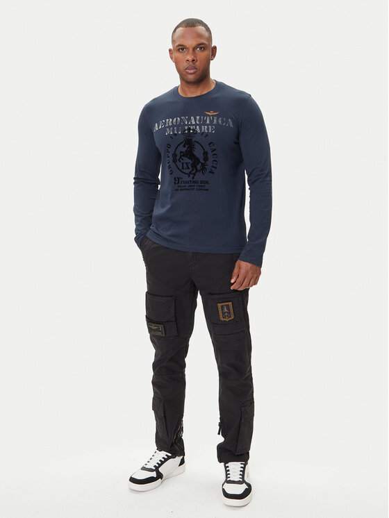 Aeronautica Militare Aeronautica Militare Majica dugih rukava 252TS2471UJ00641 Tamnoplava Regular Fit