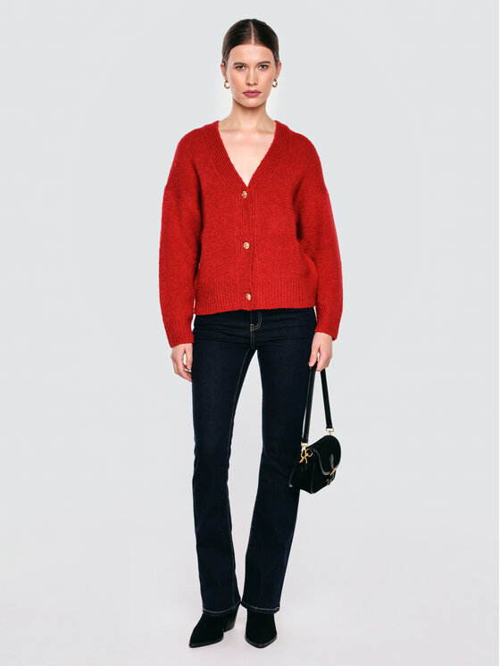 BIG STAR BIG STAR Kardigan KARDILA Czerwony Basic Fit