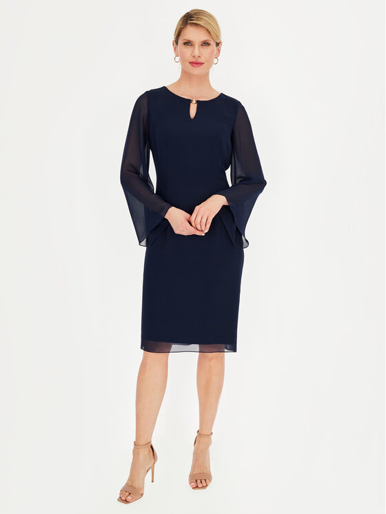 Potis & Verso Potis & Verso Sukienka elegancka Gabriella Granatowy Slim Fit