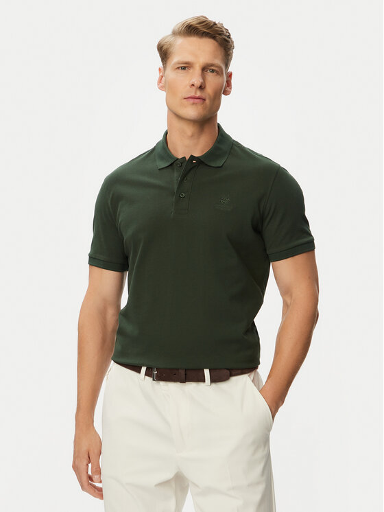 Beverly Hills Polo Club Tricou polo P-SS26M-P42560 Verde închis Regular Fit