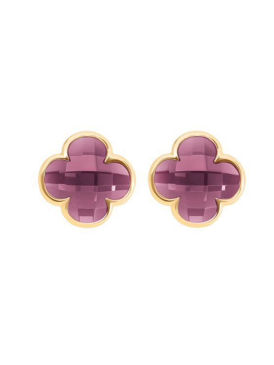 Lilou Lilou Kolczyki Mini Icons koniczyny, pozłacane Fioletowy