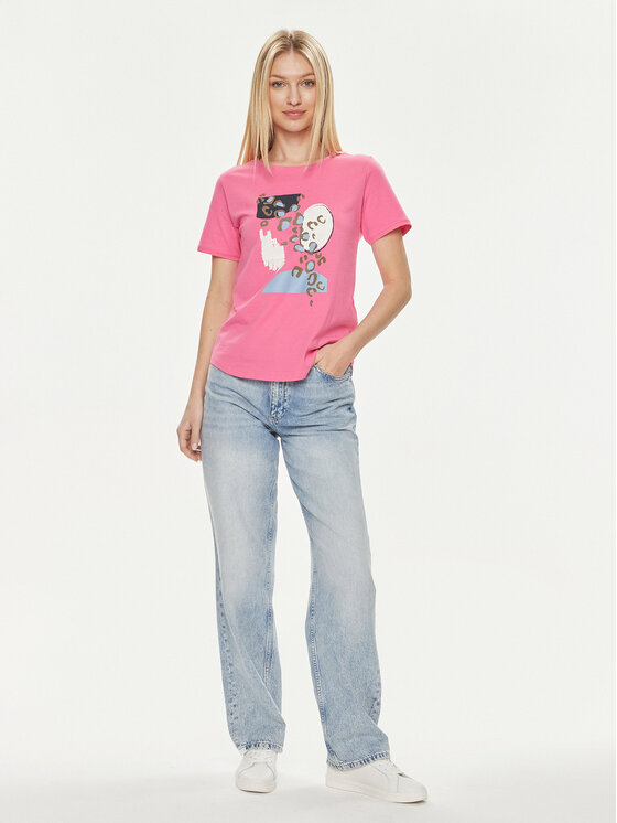 Fransa Fransa Тишърт 20613466 Розов Regular Fit