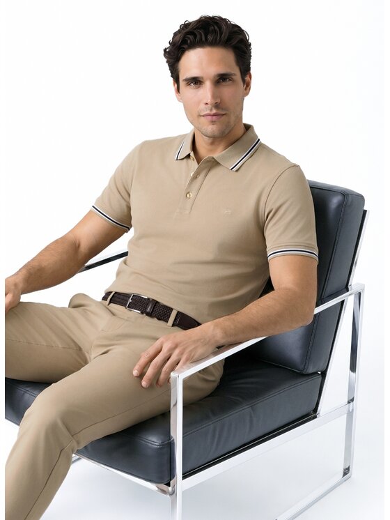 Pako Lorente Pako Lorente Polo P26WN-TX-009 Beżowy Regular Fit