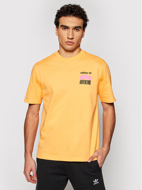 Adidas T-Shirt Adventure Mountain Back Print GN2349 Pomarańczowy Regular Fit