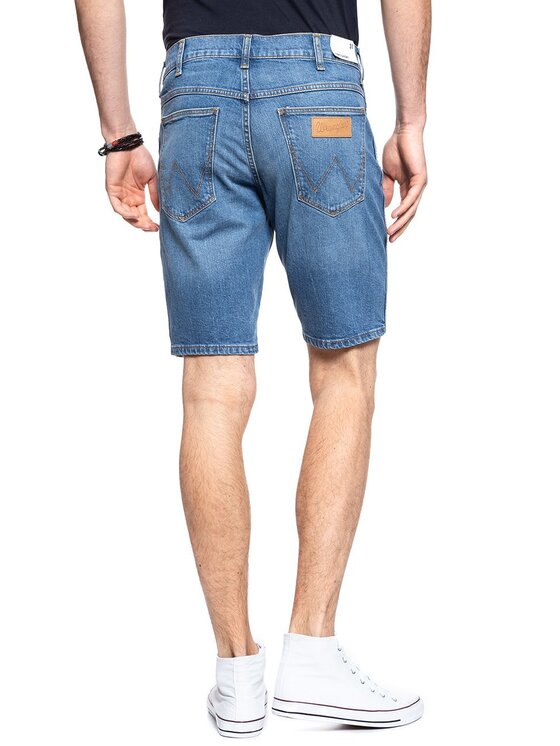 Wrangler Wrangler Szorty jeansowe 5 POCKET SHORT Niebieski Regular Fit