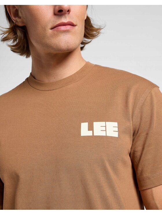 Lee Lee T-Shirt Workwear Graphic Tee Brązowy Relaxed Fit