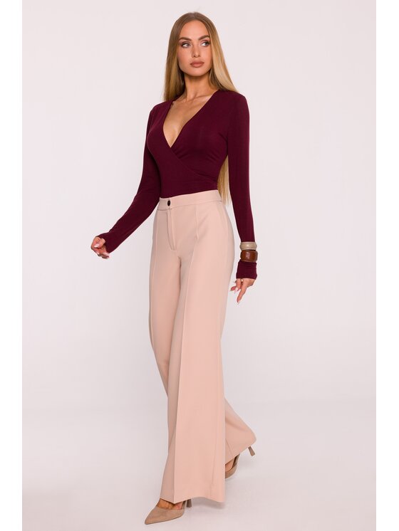 Made of Emotion Made of Emotion Spodnie materiałowe M875 Beżowy Wide Leg