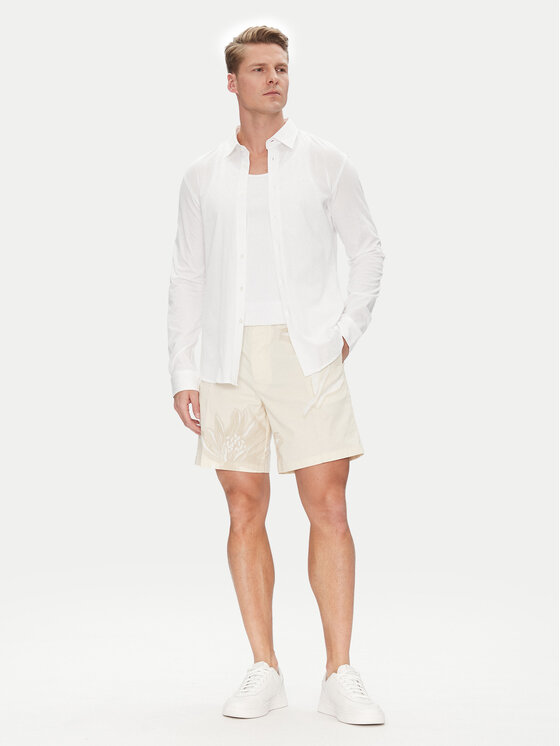 BOSS BOSS Auduma šorti C-Karlos 50538839 Écru Regular Fit