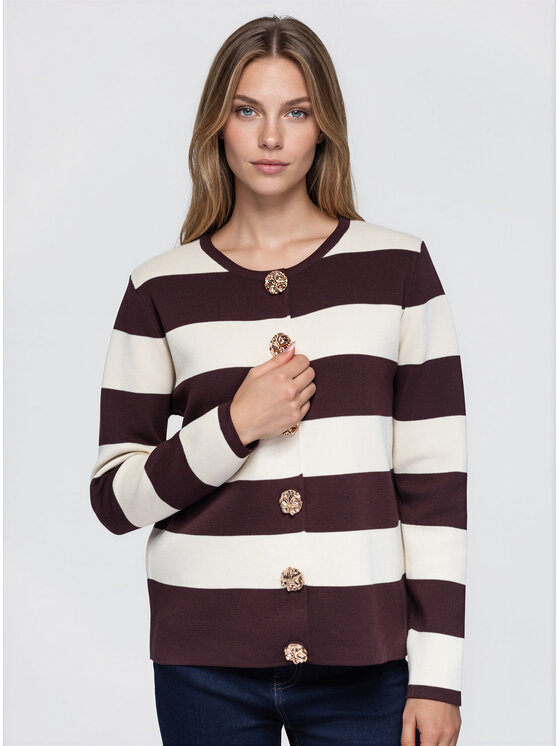Ombre Ombre Kardigan OW-SW-E0025 Brązowy Regular Fit