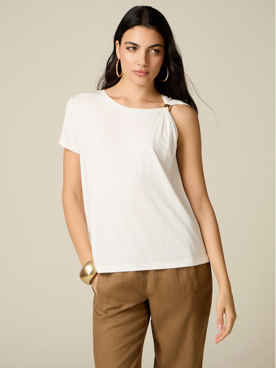 Oltre Oltre T-Shirt G046J004570N011 Biały Regular Fit