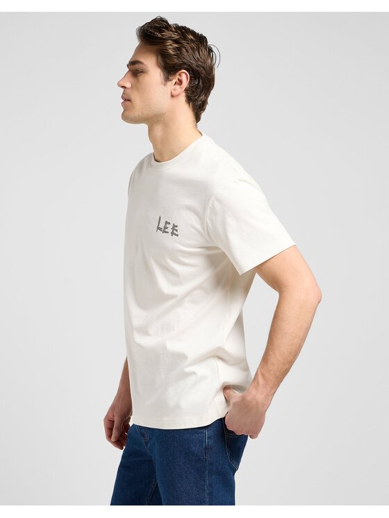 Lee Lee T-Shirt Relaxed Graphic Tee Biały Relaxed Fit
