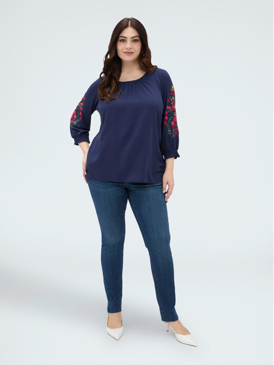 Fiorella Rubino Fiorella Rubino Bluzka G09TL009128N034 Niebieski A-Line Fit