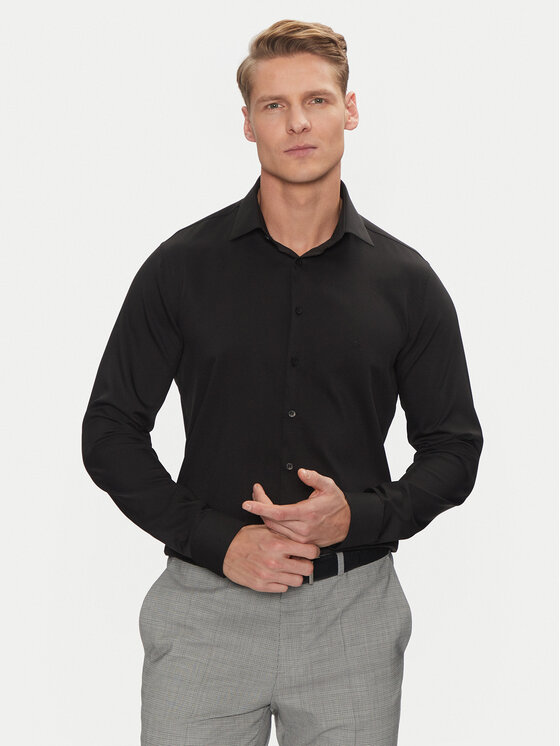 Calvin Klein Srajca Performance Solid Slim Shirt K10K114324 Črna Regular Fit