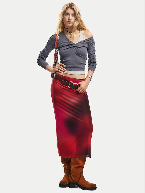 Desigual Desigual Gonna a matita Asmee 26SWFK02 Rosso Slim Fit