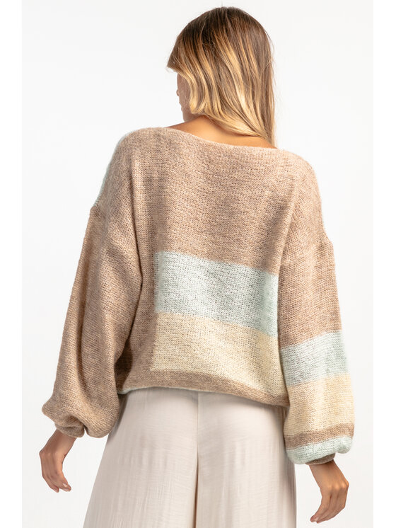 Fobya Fobya Sweter F1895 Zielony Basic Fit