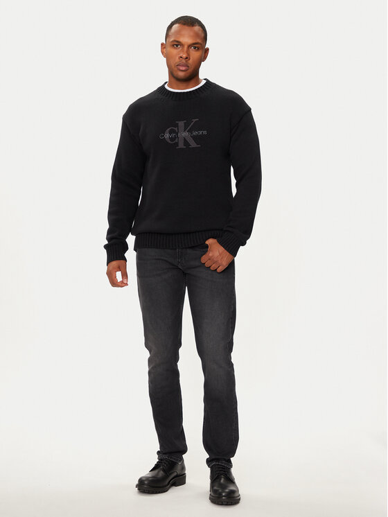 Calvin Klein Jeans Calvin Klein Jeans Πουλόβερ Chenille Mnologo J30J326887 Μαύρο Regular Fit