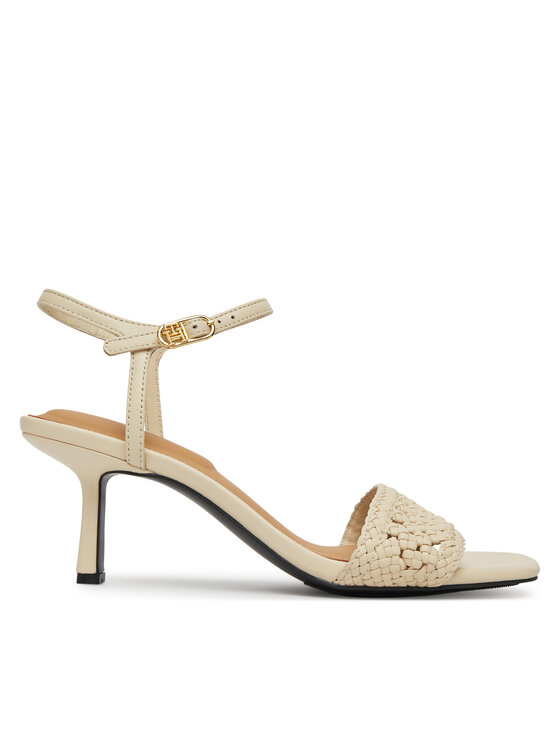 Damskie Sandały Tommy Hilfiger, Rozmiar 41, Beżowe, Crochet Lthr Kitten Sandal FW0FW08587