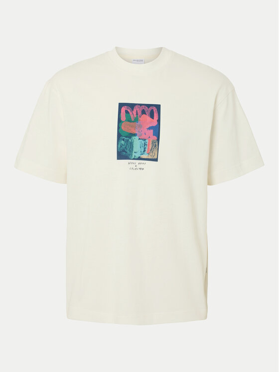 Selected Homme Selected Homme Tricou Will 16097225 Écru Relaxed Fit
