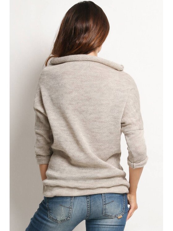 Awama Awama Sweter A121 Beżowy Basic Fit