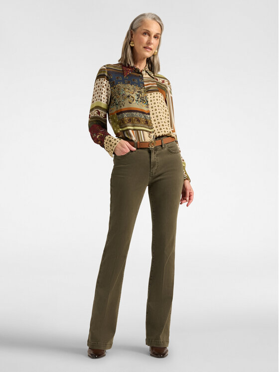 Elena Mirò Elena Mirò Spodnie materiałowe P700G000435N025 Zielony Flare Fit