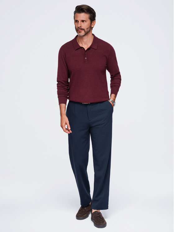 Ombre Ombre Polo OM-POLS-0151 Bordowy Regular Fit