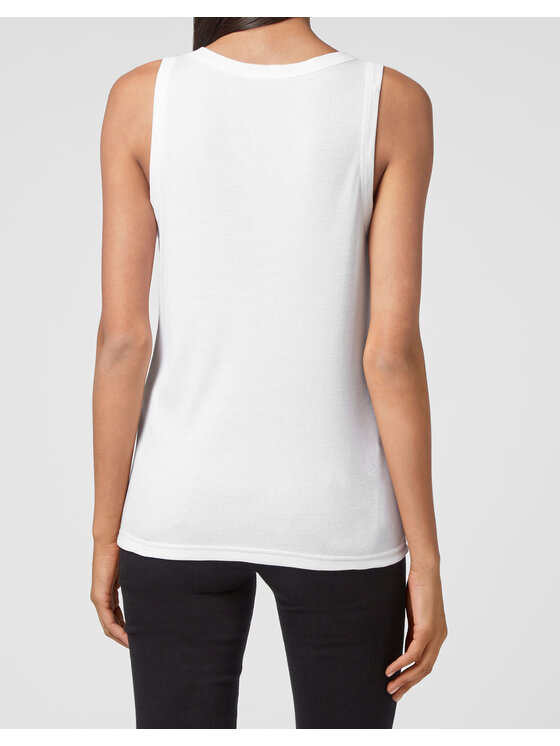 PHILIPP PLEIN PHILIPP PLEIN Tank top 30429 Biały Skin Tight Fit
