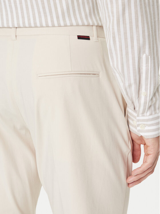 Guess Guess Hlače iz tkanine M4YB01 WG9Z2 Écru Regular Fit