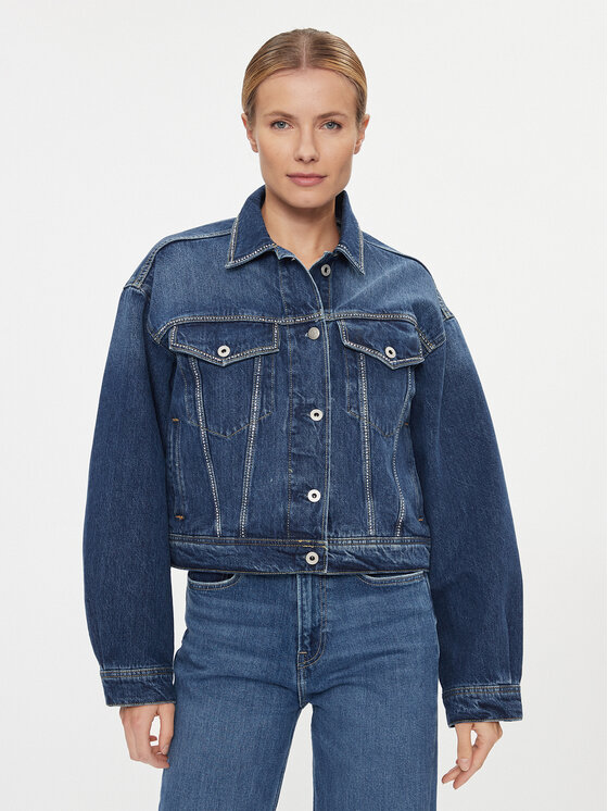 Pepe Jeans Pepe Jeans Džinsinė striukė Turner Sparkle PL402328 Tamsiai mėlyna Relaxed Fit