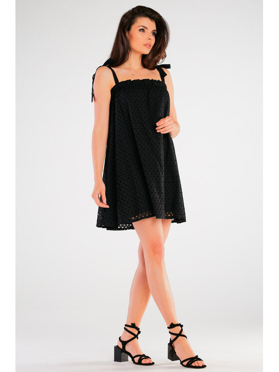 Awama Awama Sukienka letnia A434 Czarny Basic Fit