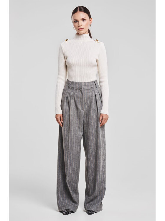BENU BENU Sweter Biały Écru Slim Fit
